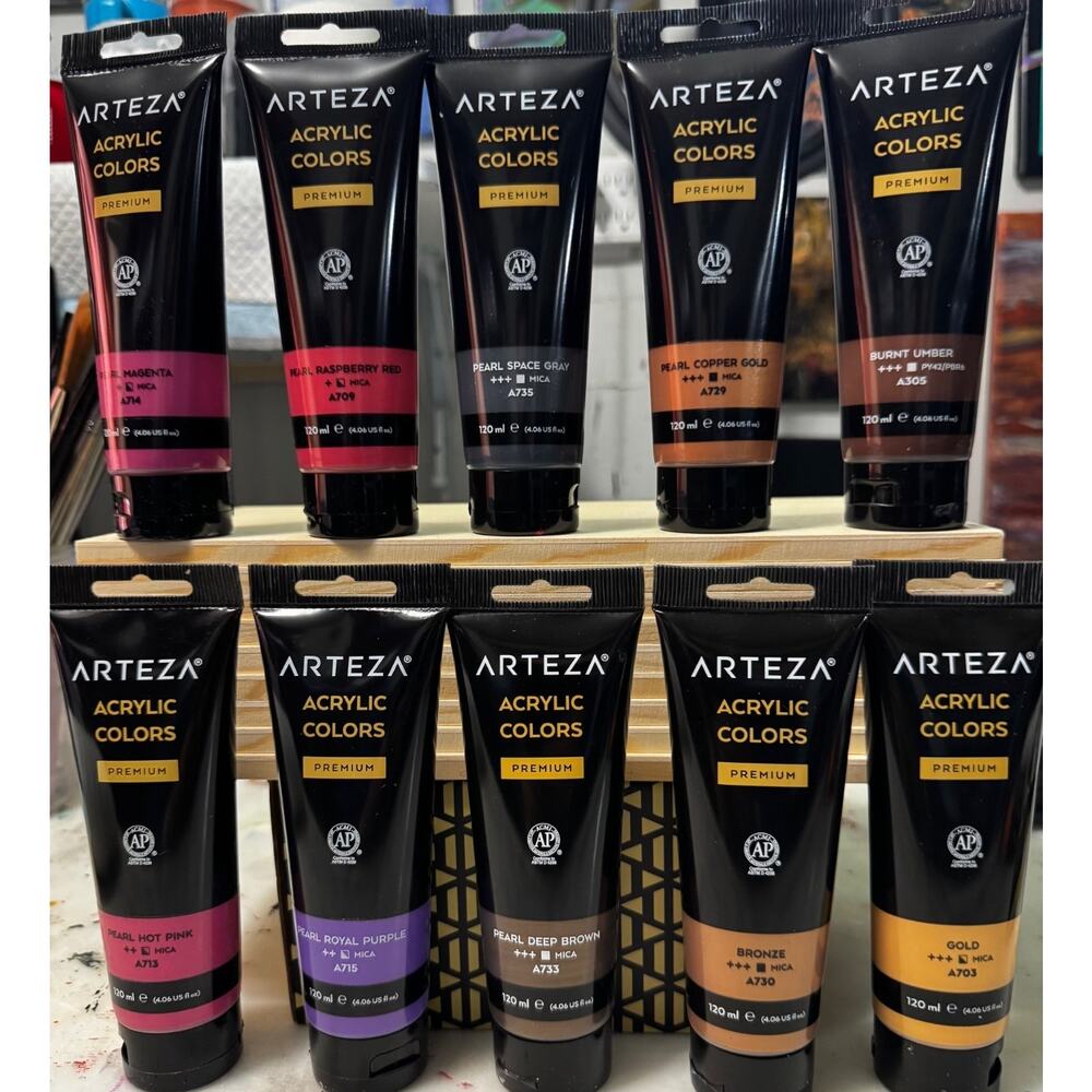 LOT OF 10 ARTEZA Premium Acrylics Paint 4 fl. oz. /120 ml Sealed No Duplicates